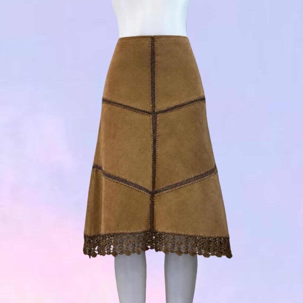 Vintage 90s y2k leather suede boho charlotte russe skirt